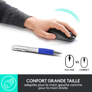 Logitech M190 (Charbon) Souris sans fil – ambidextre – capteur optique 1000 dpi – 3 boutons