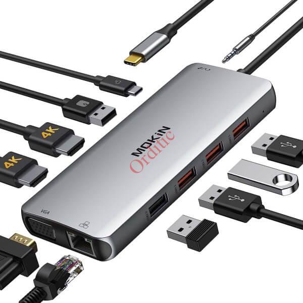 ADAPTATEUR HAYSENSER HUB TYPE C TO 11 SORTIES ( usb hdmi vga ,,,,) – Image 2