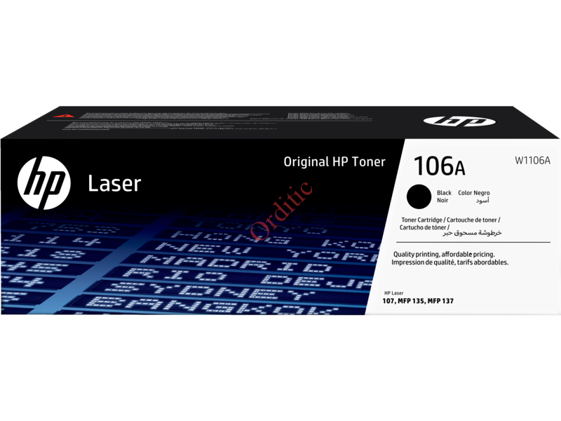 Cartouche de toner laser authentique HP 106A, noir (W1106A)