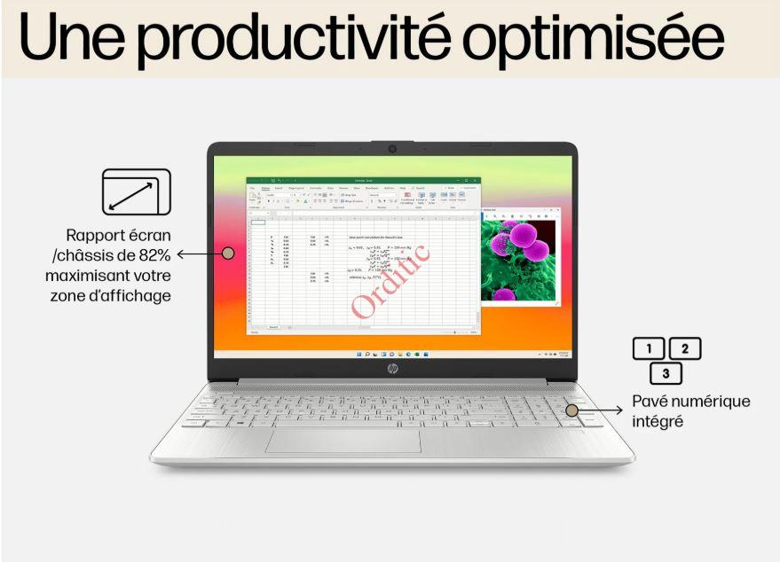 HP 15s-fq5003nf Intel Core™ i7 i7-1255U Ordinateur Portable 39,6 cm (15.6") Full HD 16 Go DDR4-SDRAM 512 Go SSD Wi-FI – Image 2