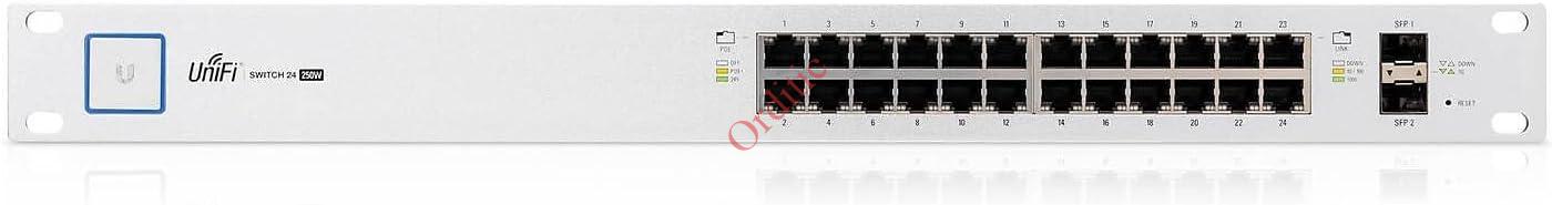 Commutateur UBIQUITI UniFi Switch US-24-250W - 24 ports Gigabit Ethernet PoE+ et 2 ports SFP - Montable sur rack – Image 3
