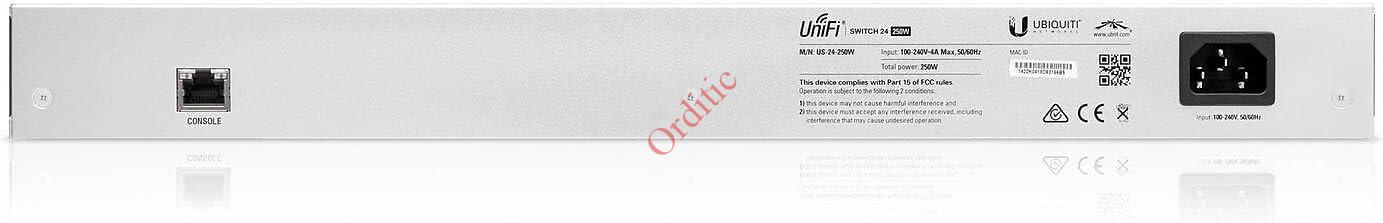 Commutateur UBIQUITI UniFi Switch US-24-250W - 24 ports Gigabit Ethernet PoE+ et 2 ports SFP - Montable sur rack – Image 2