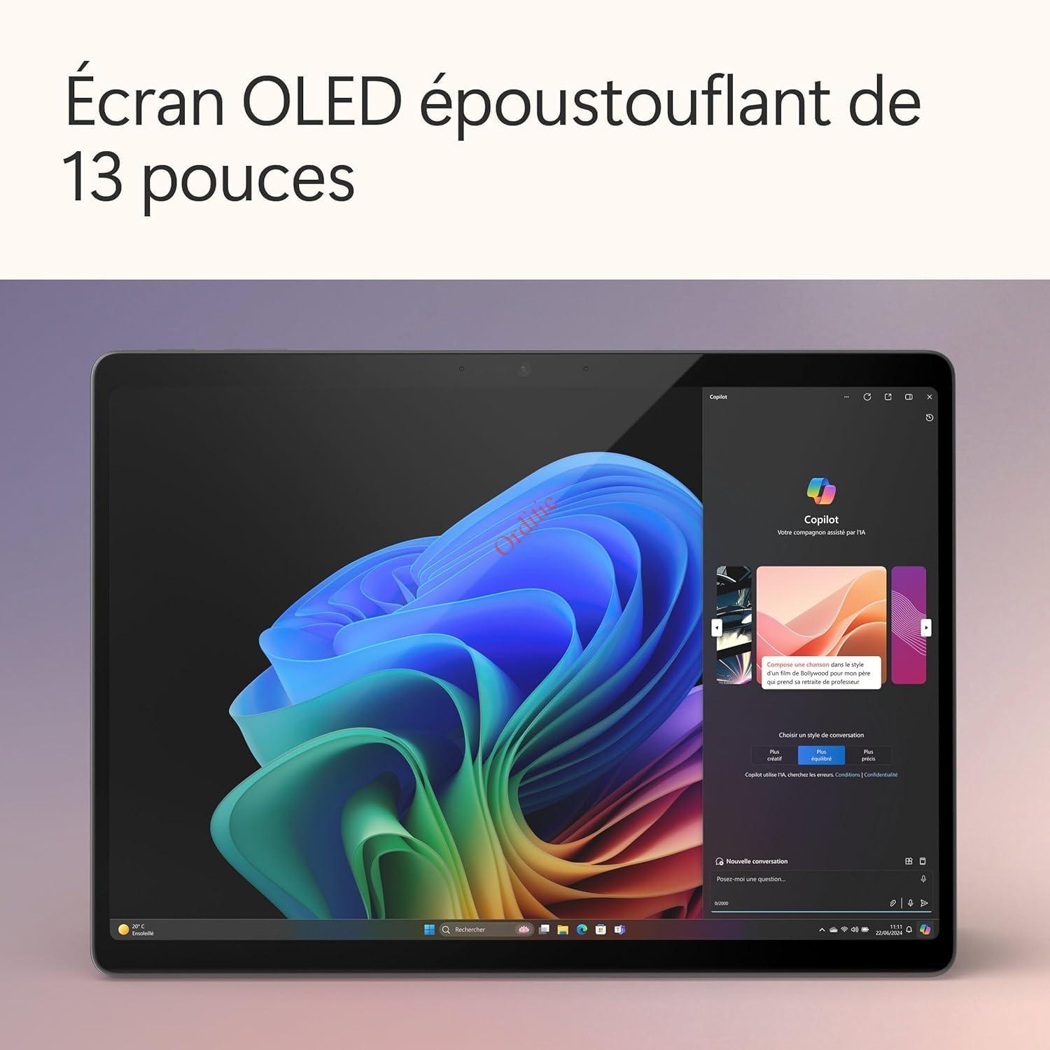 Microsoft Surface Pro (chargeur inclus) Copilot+ PC Ecran tactile OLED 13 Snapdragon® X Elite