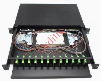 Montage en rack 19 pouces ODF 1u 12 ports 12 Duplex Panneau de brassage à fibre optique DX SC 24 fibres ODF