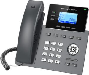 Téléphone IP Grandstream GRP2603P | 3 lignes, 6 comptes SIP | Écran LCD 2,7 pouces | Double port Ethernet Gigabit avec PoE intégré | Adaptateur secteur non inclus