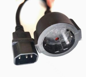 Câble adaptateur IEC 320 C14 vers SCHUKO (F) pour onduleur, 20 cm, noir
