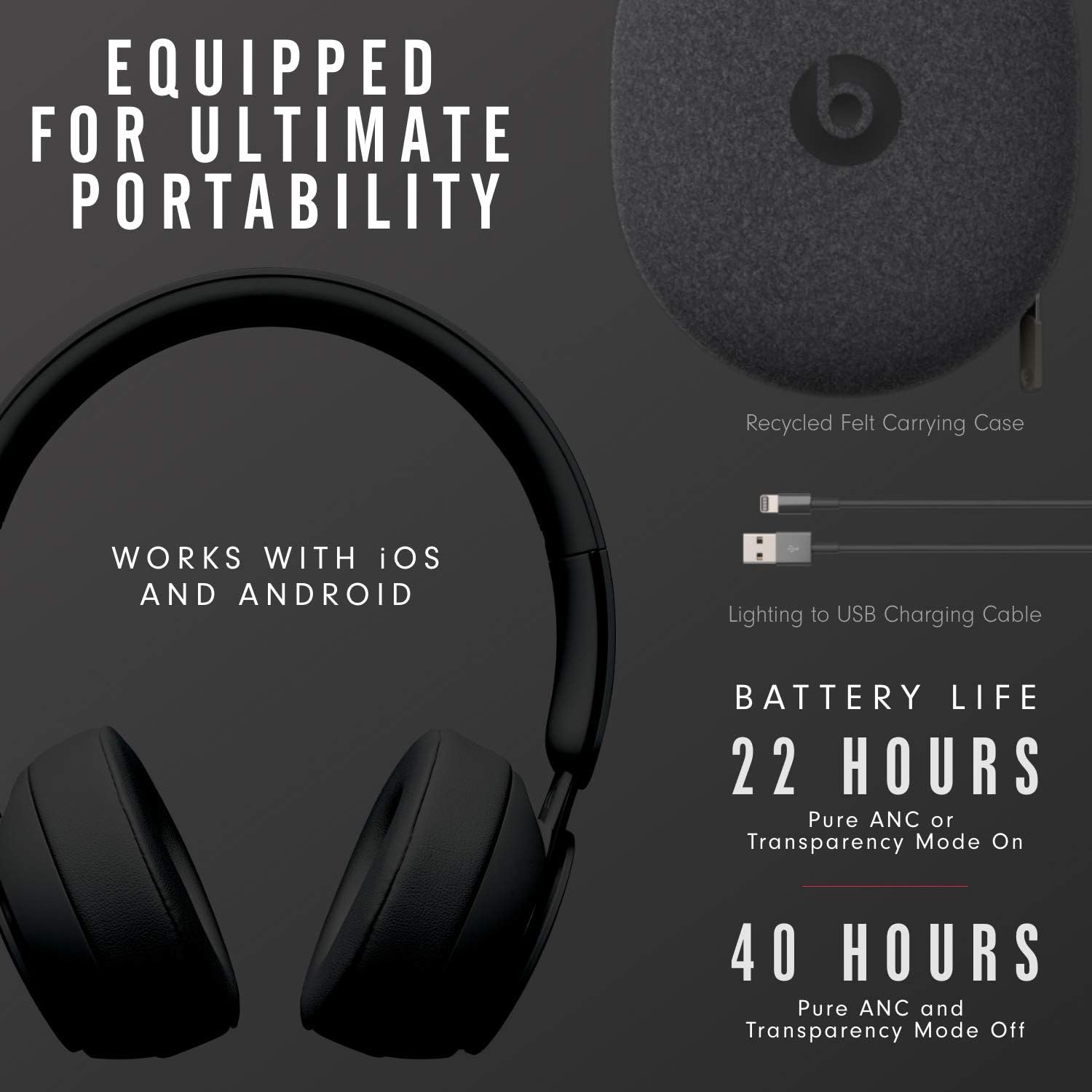 Casque sans fil Beats Solo Pro avec réduction de bruit active 22h d'autonomie