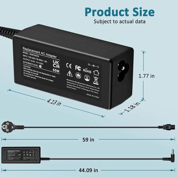 Chargeur HP 19.5V-3.33A - Petit Bout - Noir – Image 2