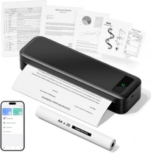 A4 Portable Thermal Printer Inkless - 300 DPI Wireless Bluetooth Printer Compatible with iOS and Android